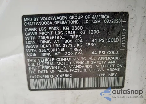 2023 Volkswagen Id.4 Pro из США, поврежденный, VIN 1V2DNPE8XPC045562